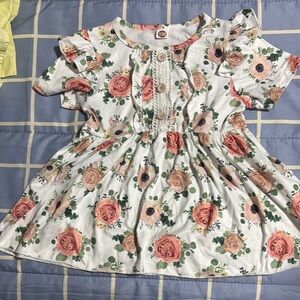 Floral Kids Dress with Ruffle Sleeves